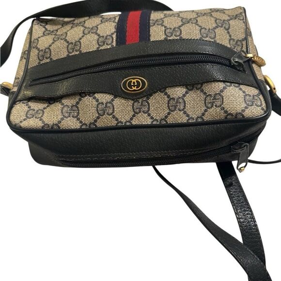 Gucci Cream and Navy Ophidia Crossbody Bag with Iconic Style - Picture 4 of 14